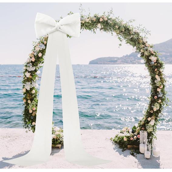 Extra Large Wedding Bow Decor, 118x28 Inch Giant Satin Bow with Long Streamer Huge Decorative Oversized Gift Belt for Arch Bachelorette Birthday