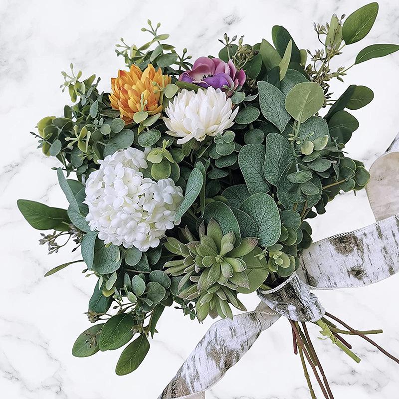 6Pcs Simulation Short Branch Eucalyptus With Fruit Eucalyptus Leaf Decoration Cuttings