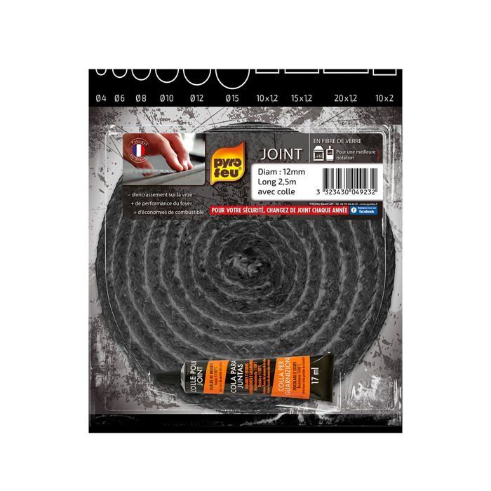 Joint Tressé Pour Insert Et Poêle Longueur 2,5m Ø 12mm