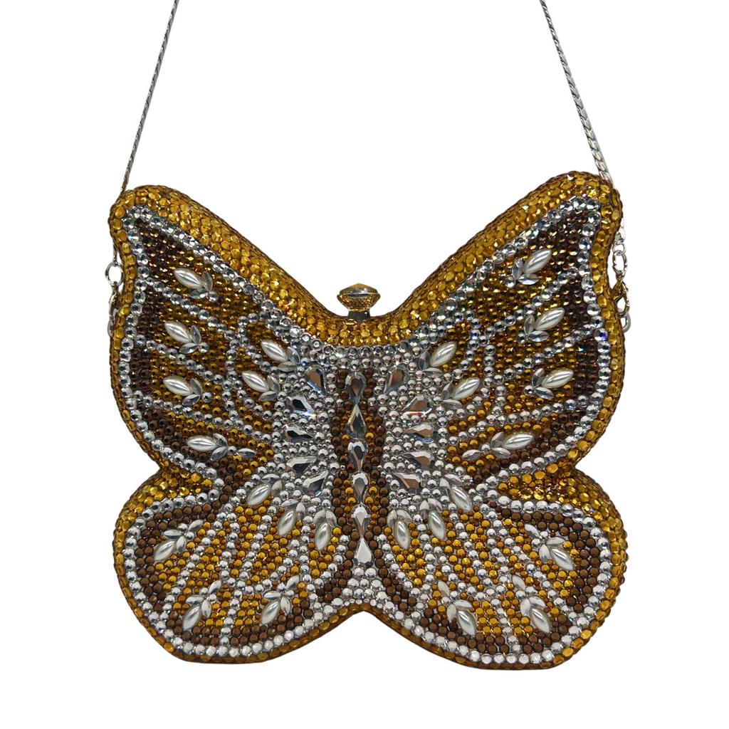 Green Diamond Evening Clutch Little Butterfly Bling  Purse Silver/Gold Crystal Wedding Party Purses Bridal Handbags