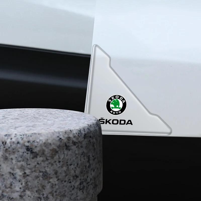 WLQP2 2pcs Car Door Corner Protection Sticker Anti-Collision Protector For Skoda Yeti VRIS Octavia a5 a7 Karoq Kamiq Fabia Kodiaq