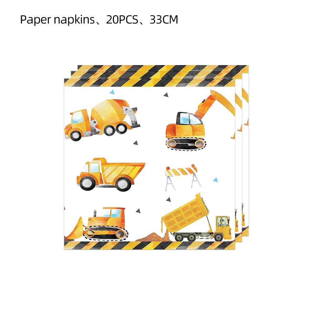 Factory Direct Sales Construction Vehicle Theme Party Supplies Birthday Decoration Excavator Party Tableware Party Arrangement Props
