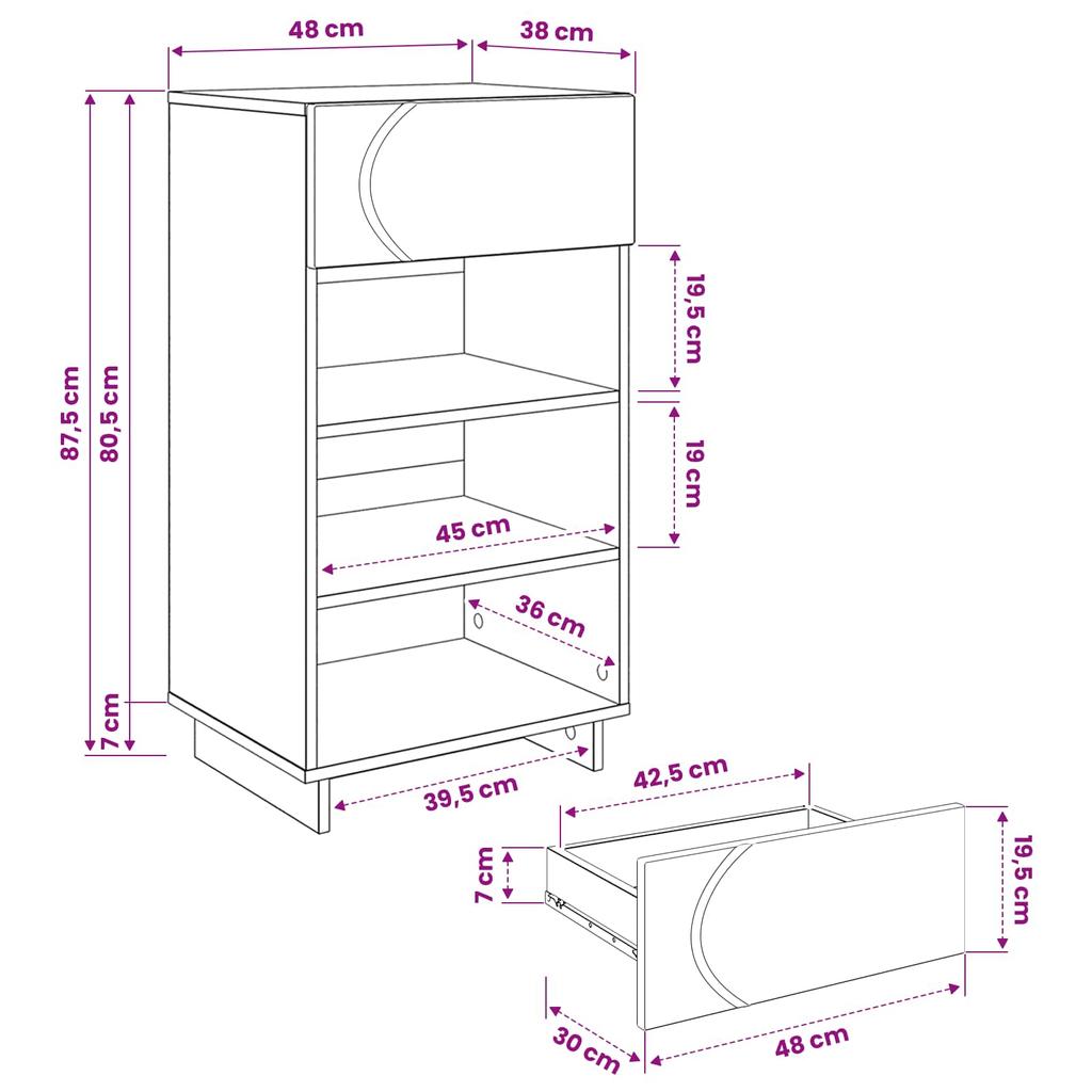 Shoe Cabinet 48 x 38 x 87.5 cm Engineered Wood White