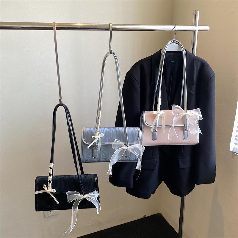 2025 summer new high-grade textured lace bow sweet style versatile shoulder underarm bag