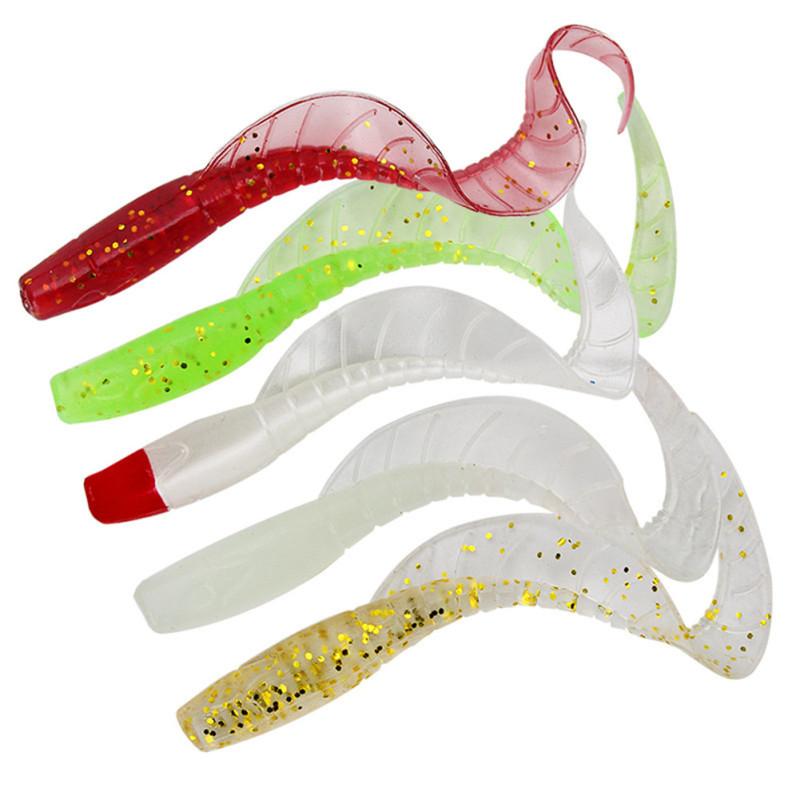 20pcs Soft Fishing Lure Set Silicone Snake eel Baits with Lead Jig Head Fishhook Offset Hooks Worm