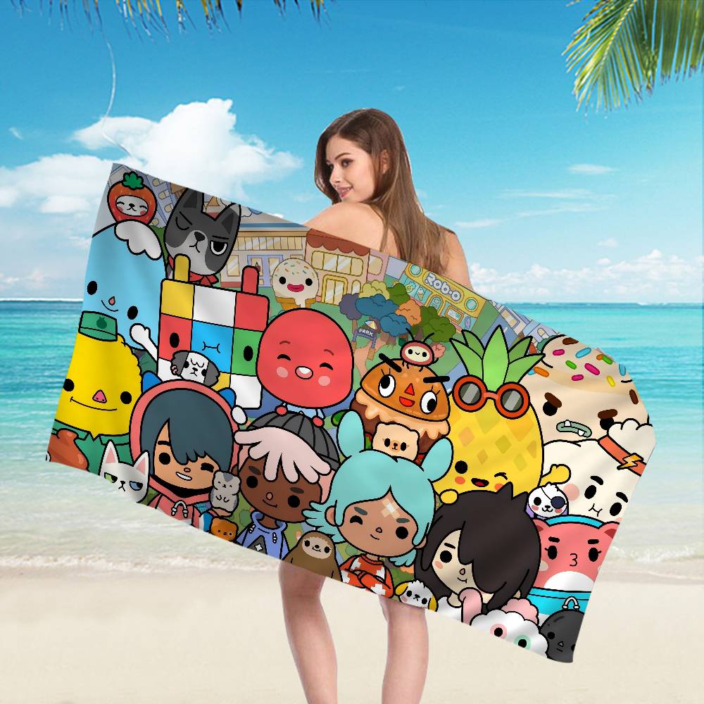 T-Toca-Boca T-Toca Life World Microfiber Beach Towel Absorbent Quick Dry Soft Yoga Swimming Resort Mountain Climbing Towel