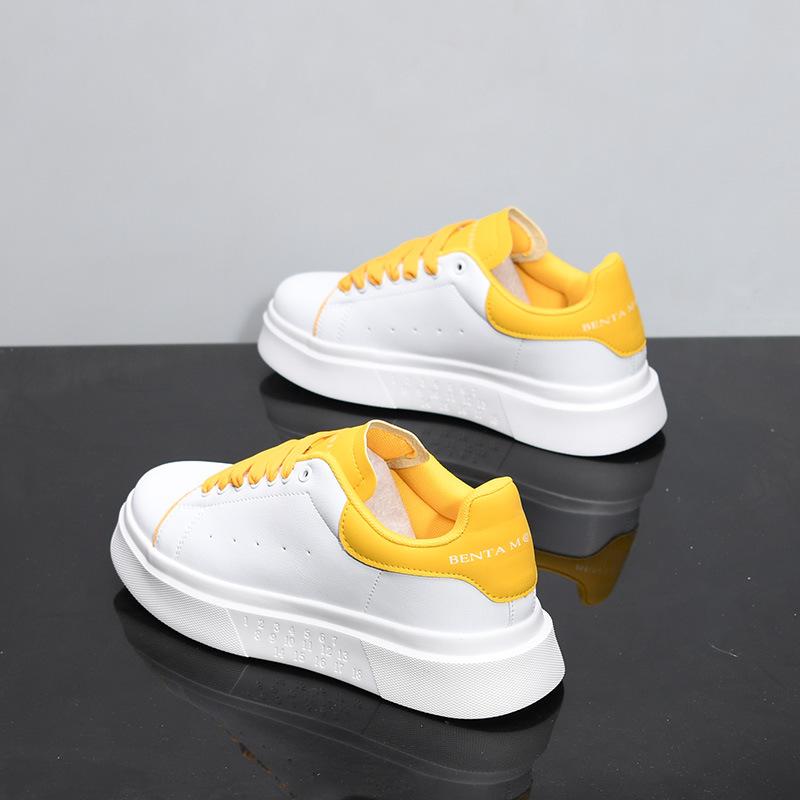 McQueen Spring and Summer Breathable Casual Board Shoes Sports Thick Sole Inner Height Increase Small White Tide Shoes FG
