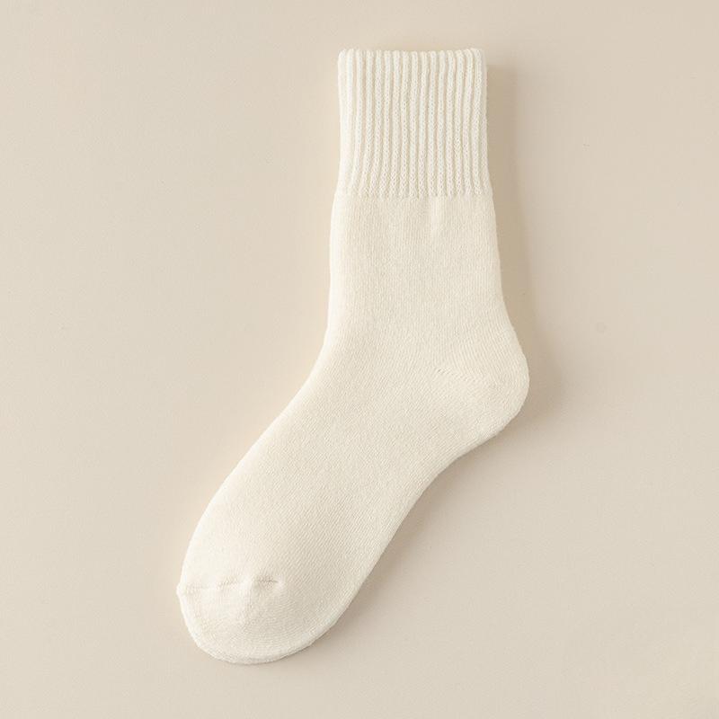 

Loose Wool Socks for The Elderly and Men, No Foot Constriction, Autumn and Winter Thickened and Fleece Mid-calf Socks 1 pair белый