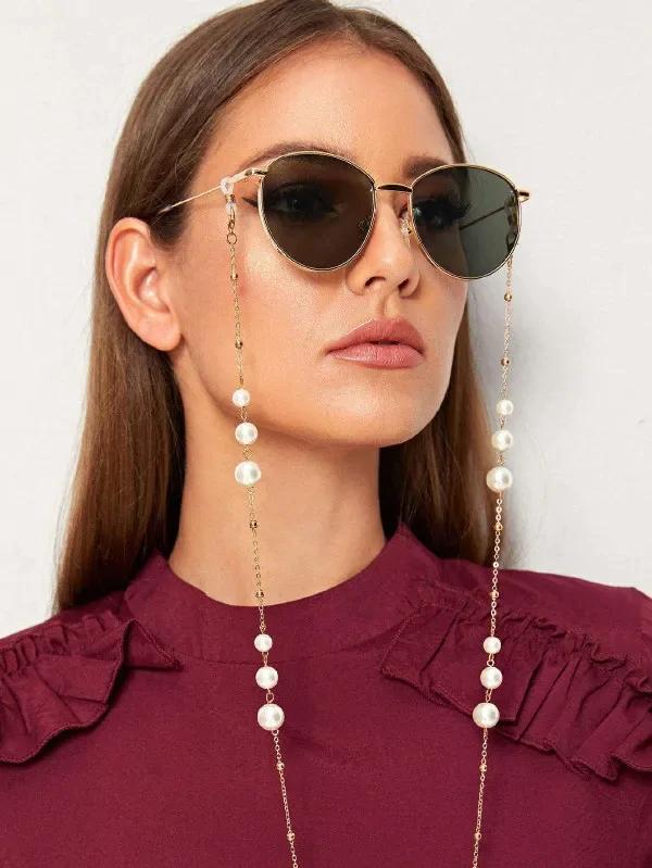 Women Fashion Nonslip Pearl Beads Eyeglass Chain for Glasses Accessories