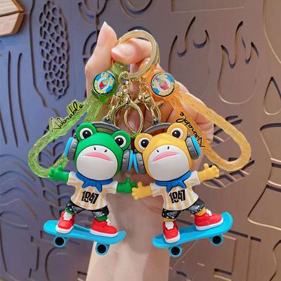 Cool Frog Keychain Cute Cartoon Pvc Doll Student Schoolbag Pendant Car Key Chain Gift