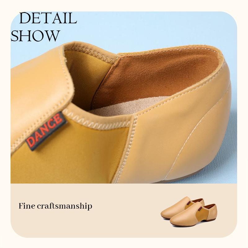 Genuine Leather Jazz Dance Shoes Tan Black Antiskid Sole Jazz Shoes High Quality Adults Dance Sneakers For Girls Women