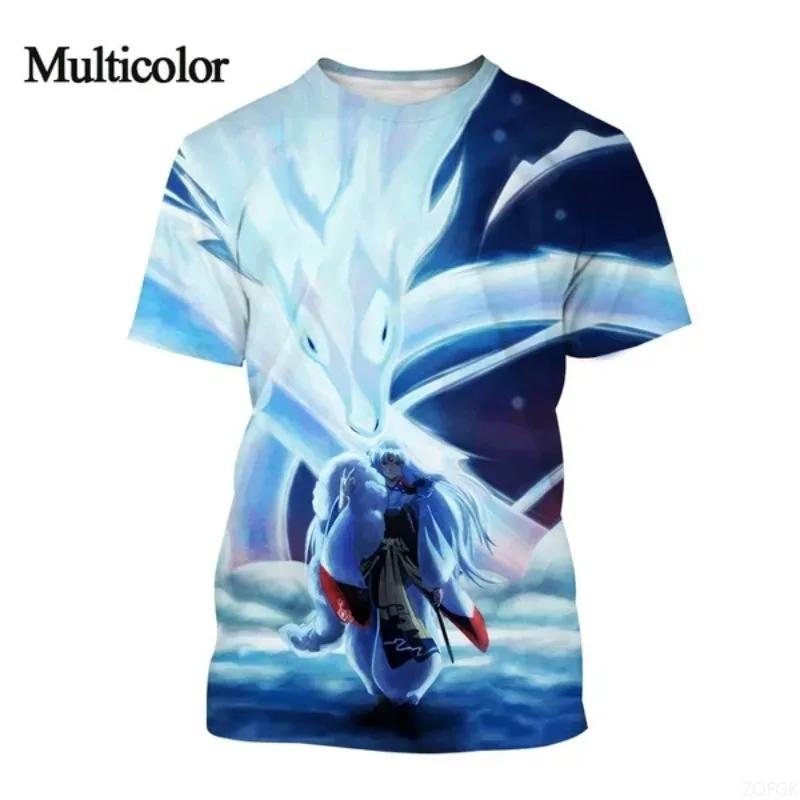 Summer Anime Inuyasha 3D Printing Personalized T-shirt Men and Women Japanese Harajuku Style Casual Round Neck Short-sleeved