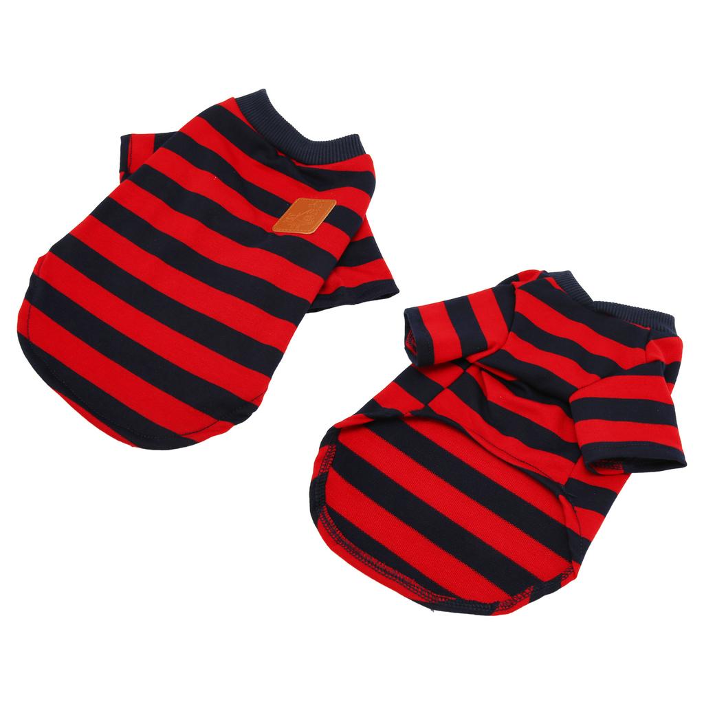 Dog Striped Pullover 2 Legged Soft Comfortable Breathable Pet T Shirt Clothes for Spring Summer Red Blue