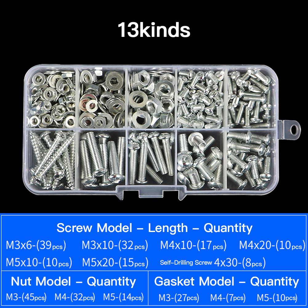 

Metric Screw Nut Bolt Washer Set Fasteners Assortment Kit with Organizer Case M3/M4/M5/M6 Hardware Set for Home Repair Furniture