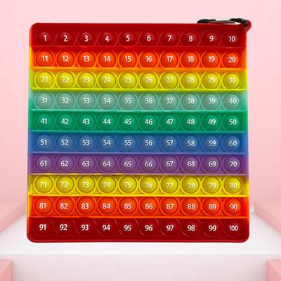 Yousheng 1/3 Stück Popping Bubble Regenbogen Hundertertafel Kinder Zahl 100 Zählen Sensorisches Spielzeug Stressabbau Quadratische Silikon-Zahlentafel Kinder Lehrer