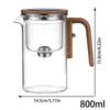 Wooden Handle Glass Teapot with Strainer for Loose Tea Simple Elegant Tea Water Separation Heat Resistant Teapot with Infuser