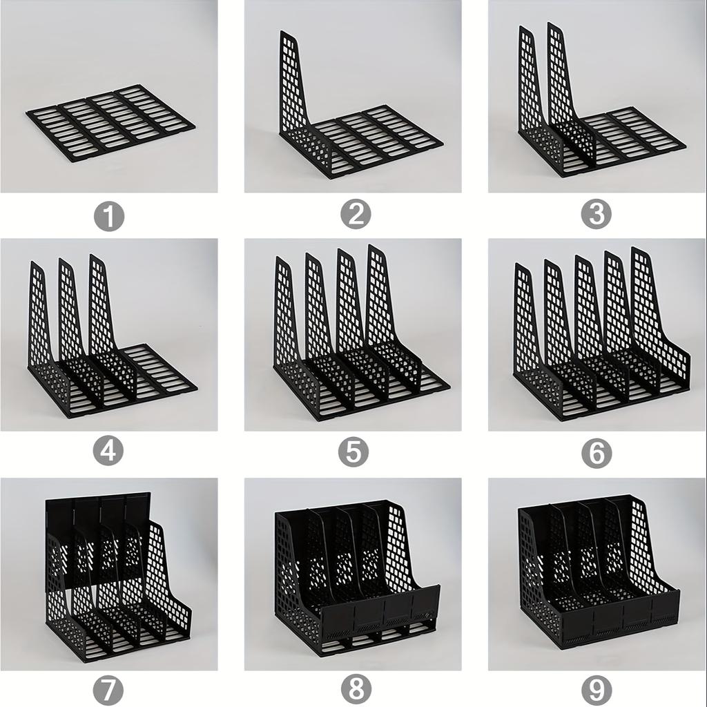 Splicable Plastic Desktop File Rack Vertical A4 Document Holder Multi-grid Magazine Organizer Office Stationery Storage