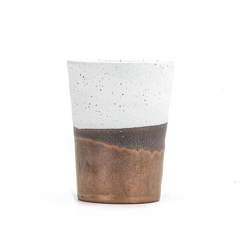 Rustic Stoneware Mug Handmade Ceramic Cup Japanese Iron Rust Glaze for Coffee Tea Water Hot Cold Beverage Home Office Use