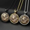 Vintage Lion King Head Glass Round Medal Pendant Necklace for Women Men Gold Plated Stainless Steel Animal Lover Chain Jewelry