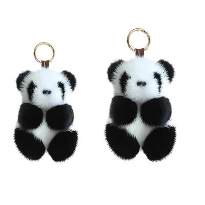 Klíčenka,Měkká chlupatá panenka panda klíčenka,Panda nadýchaná roztomilá plyšová klíčenka pro ženy držák na klíče od kabelky do auta