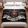 Music Theme Soft Blanket Personalized Custom Name Text Print Warm Blanket Home Sofa Bedroom Decor