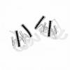 Copper Geometric Stud Earrings with Black CZ and Wavy Bar Design