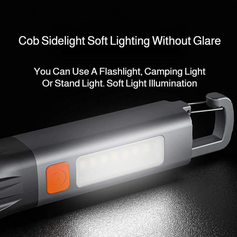 High-intensity flashlight, long-range outdoor long-lasting flashlight, portable mini zoom light, side light warning