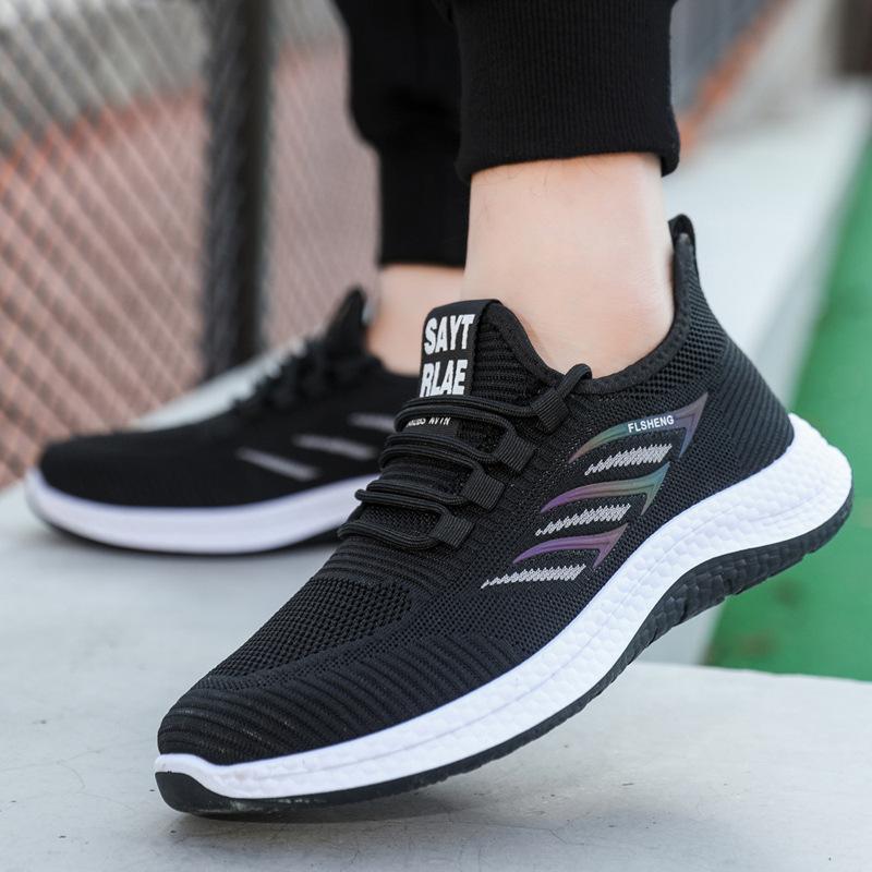 Summer new men's shoes fly-woven breathable sports casual shoes fashion versatile mesh cloth shoes medium shoes