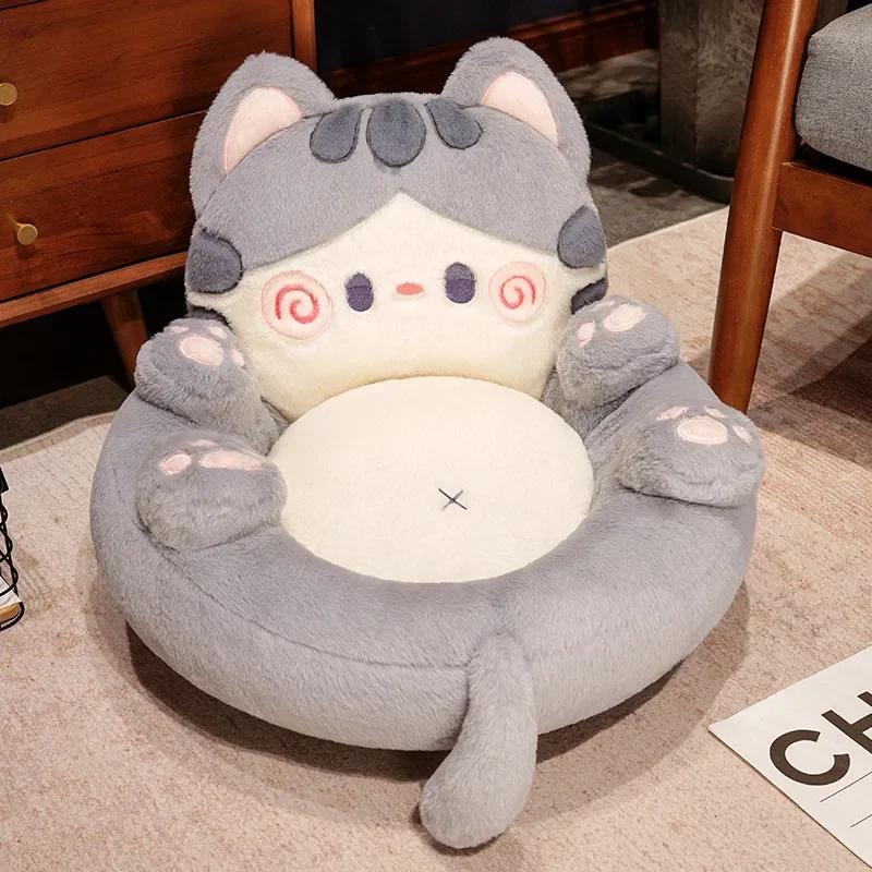 Cartoon Chair Cushion Backrest Integrated Plush Seat Kitten Comfortable Livingroom Sofa for Children Warm Lazy Person Sofa Cute