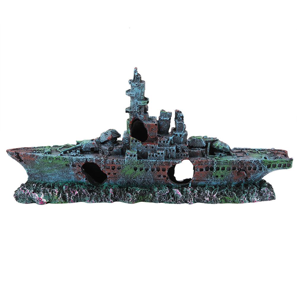 Simulation Resin Hide Boat Fish Tank Aquarium Ornaments Decor