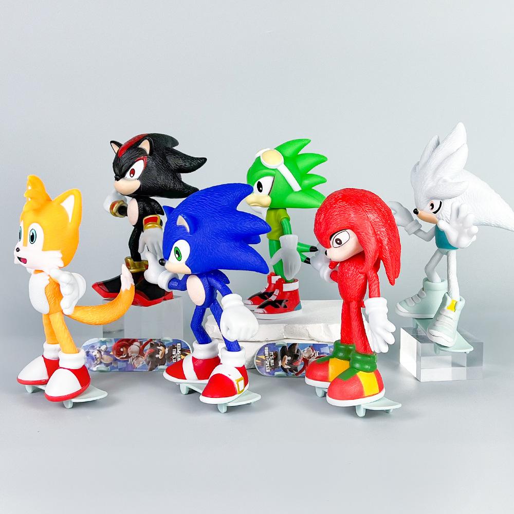 Sega Sonic the Hedgehog 6-Piece Figurine Set, 17cm Multicolor Action Figures, Collectible Character Toys for Kids