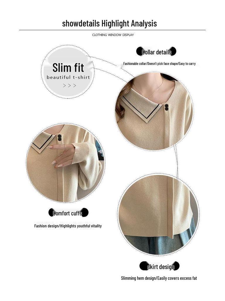 2025 Autumn Plus Size Women's V-Neck Knitted Long Sleeve Sweater