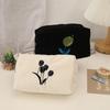 Floral Makeup Bag For Women Large Capacity Cotton Linen Portable Organizer Travel Case