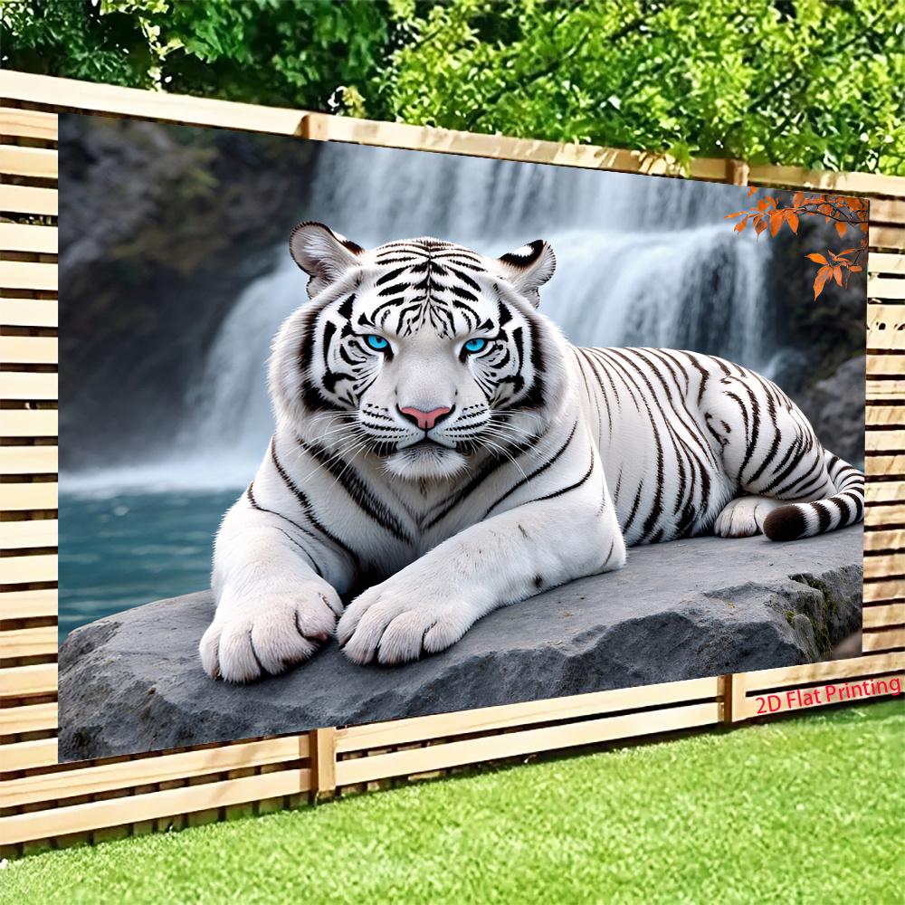 1 piece of snow-white Tiger King, polyester banner background fabric, perfect for room decoration and celebration events