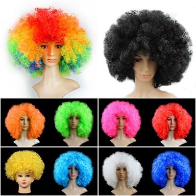 Clown Cosplay Football Fans Black Afro Curly Wig Children/Adults Dressing Curly Hair Colorful Wigs