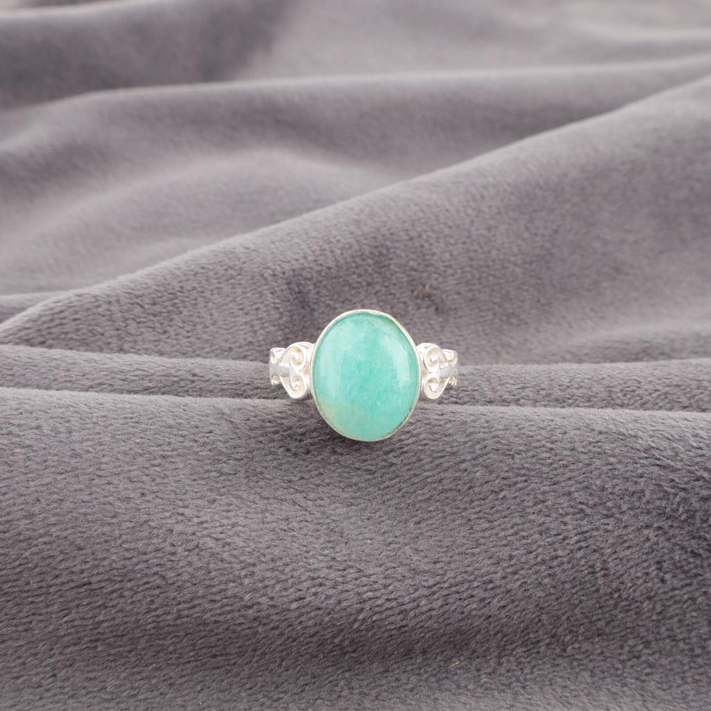 Přírodní amazonitový drahokam 925 Sterlingové stříbro Šperky Ručně vyráběný Stylový Prsten RR-66-35