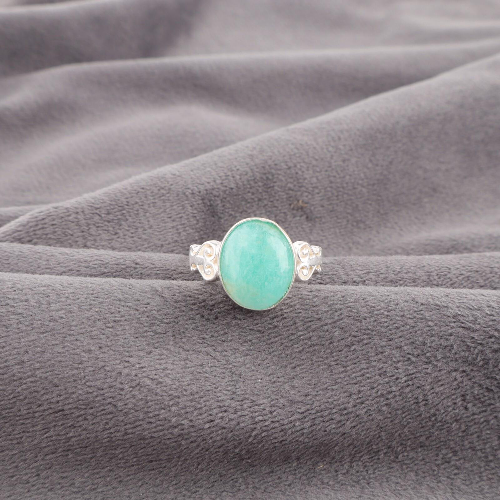 

Натуральный Амазонит Драгоценный Камень 925 Стерлинговое Серебро Ювелирные Изделия Ручной Работы Стильное Кольцо RR-66-35 8.25