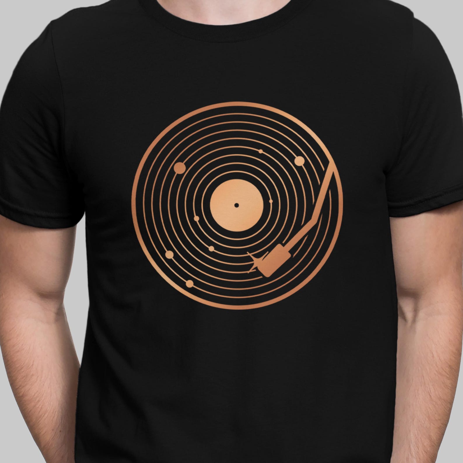 Solar System | Vinyl Space Record | Gold Unisex t-shirt 2XL