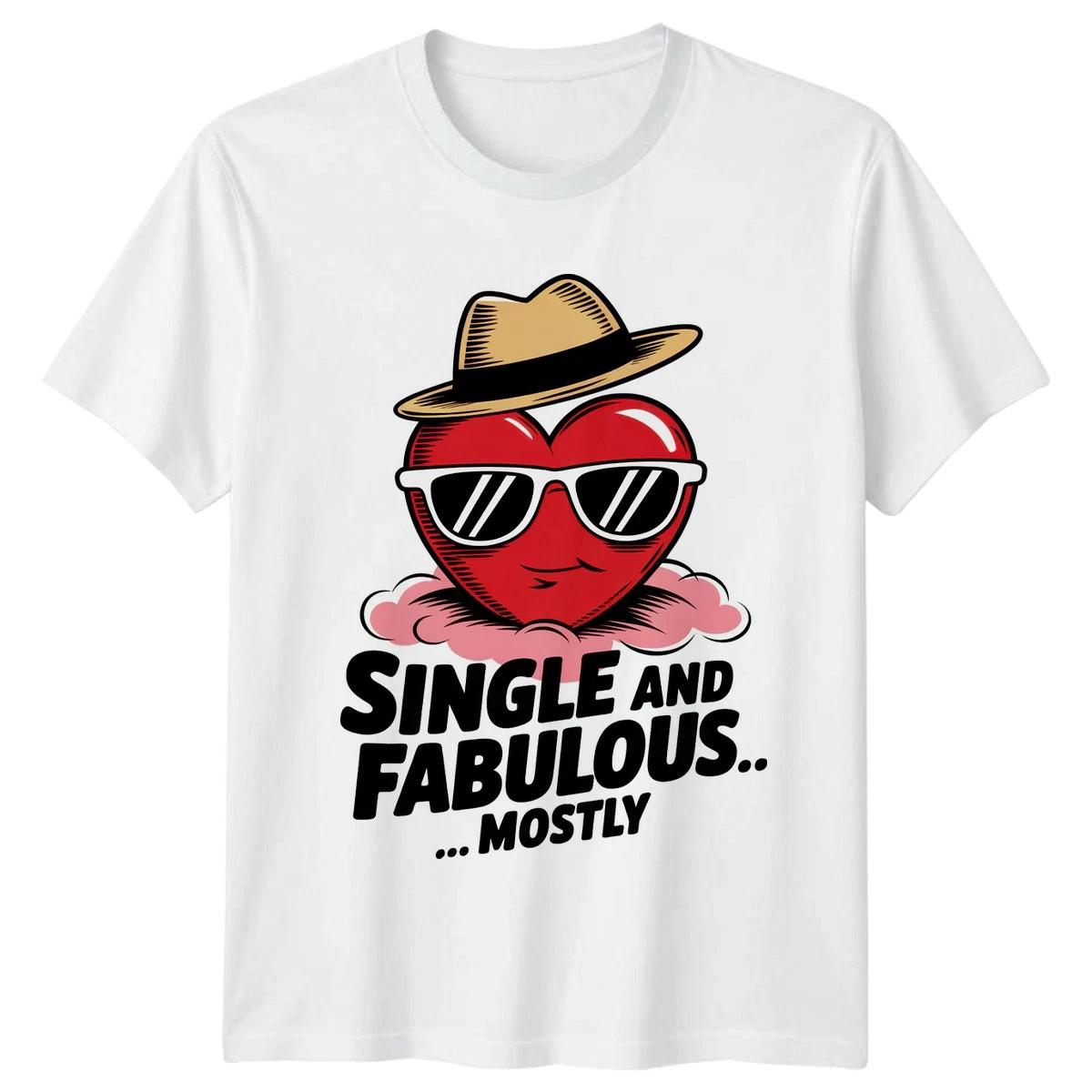 Single And Fabulous Mostly T-Shirt Dating Humor Novelty Valentines Day L