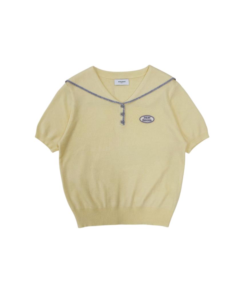MONBIRDIE GOLF Logo Sailor Summer Knit Yellow