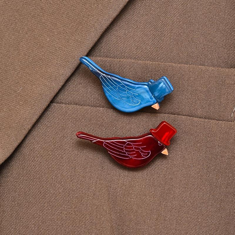 Blucome Modische Arcylic-Tierbrosche, süße Anime-Kaktus-Vogel-Form, mehrfarbig, für Frauen und Männer, Anzug, Kleid, Anstecknadeln