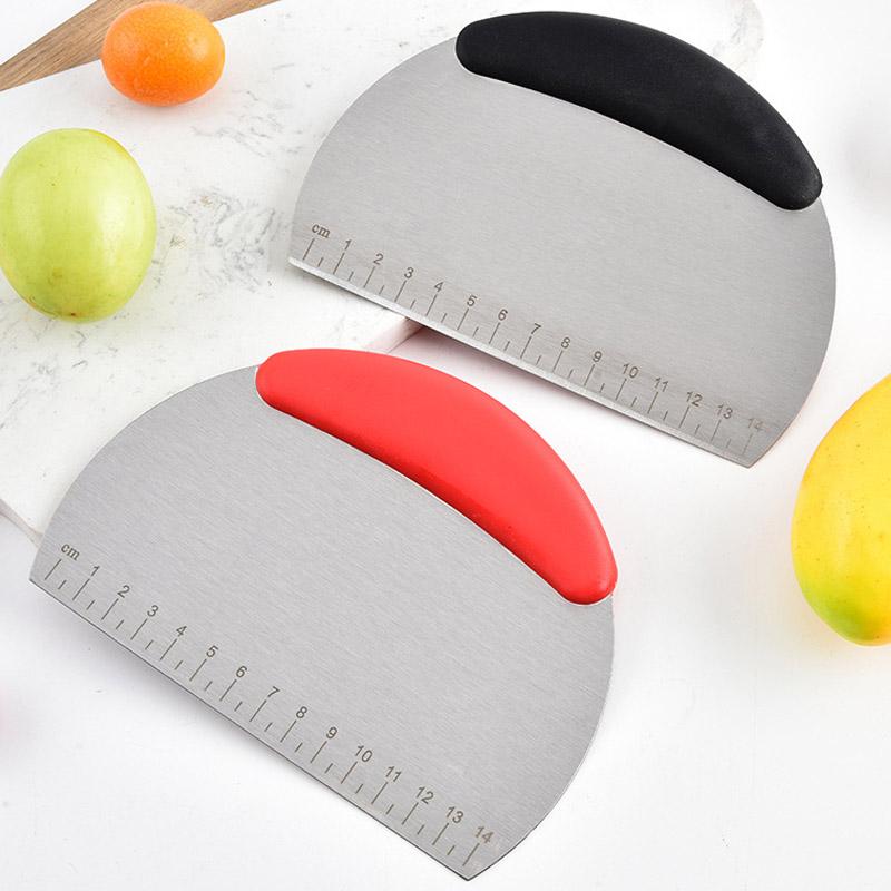 Stainless Steel Pastry Cutter Half Round Scraper Dough Bread Chopper Scale Pizza Cutter Comfortable Handle Kitchen Baking Tools