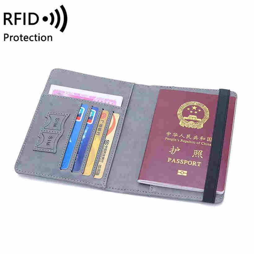 Unisex RFID Leather Passport Bag Document Package Portable Travel Ultra Thin Passport Holder