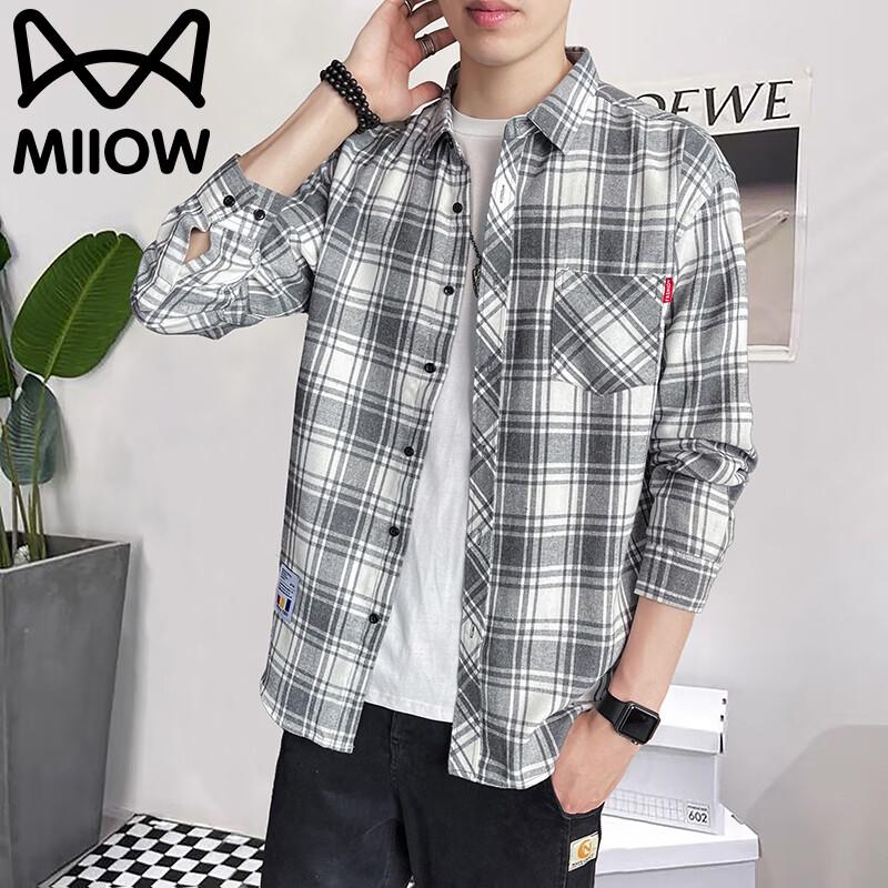 MaoRen Men s Long Sleeve Casual Plaid Shirt 3XL