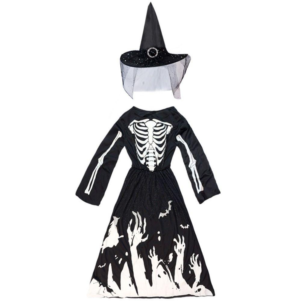 with Hat Halloween Dress Up Skeleton Carnival Party Reaper Set Luminous Witch Clothing  Performance