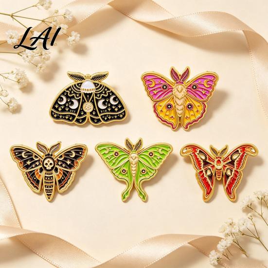 Decorative Lapel Pin Vintage Enamel Moth Brooch Cartoon Insect Alloy Pin Men Women Jewelry Accessories for Suit Dress Coat Scarf Brooch