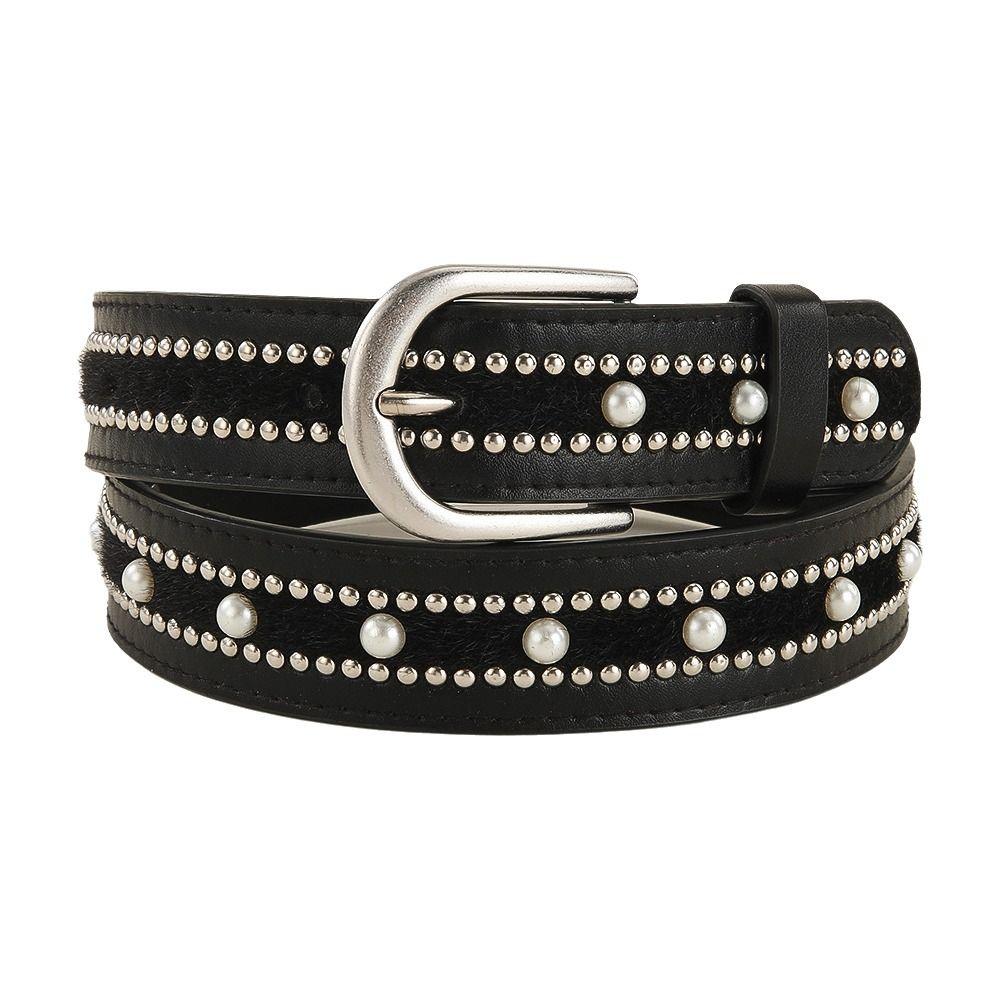 PU Leather Punk Style Belt Needle Buckle Rivet Decorative Belt Women's Waist Belt  for Women's Wear