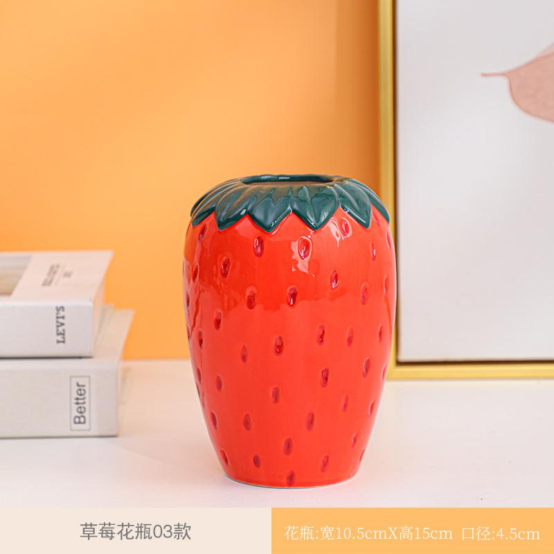 Strawberry Shaped Flower Vase Simple Modern Arrangement Pot Centerpiece for Shelf Bedroom Party Desktop Decoration