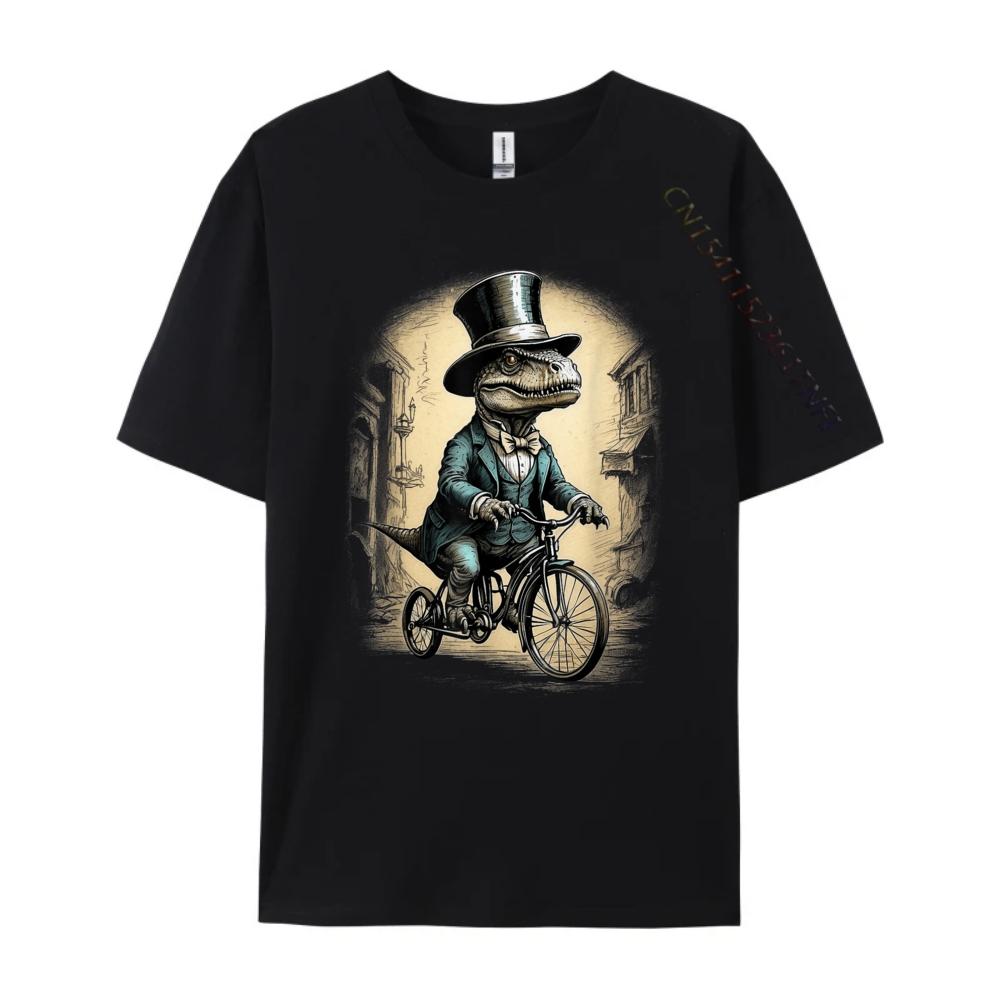 Vintage Dinosaur Trex Riding Bike Funny Dino Lover Sports T Shirt Men Men Long Sleeve Tee Mothers Day