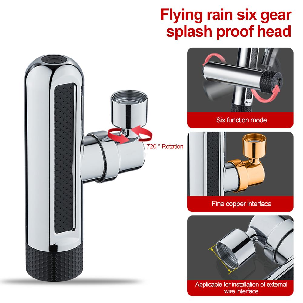 6 Mode Kitchen Faucet Waterfall Stream Sprayer Head Diffuser Water Saving Nozzle Mixers Faucet Connector Tap Accessories Bubbler